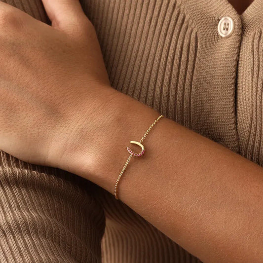 Horseshoe Chain Bracelet in Colour Stones