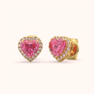 Pink Heart Halo Earrings
