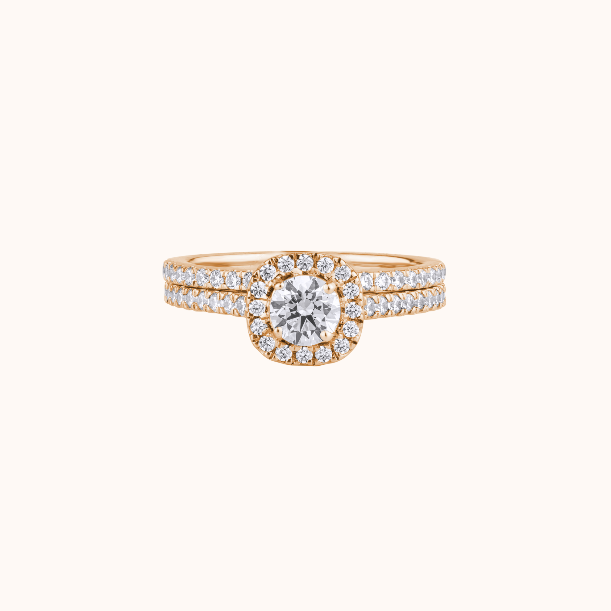 Round Halo Setting Ring Set