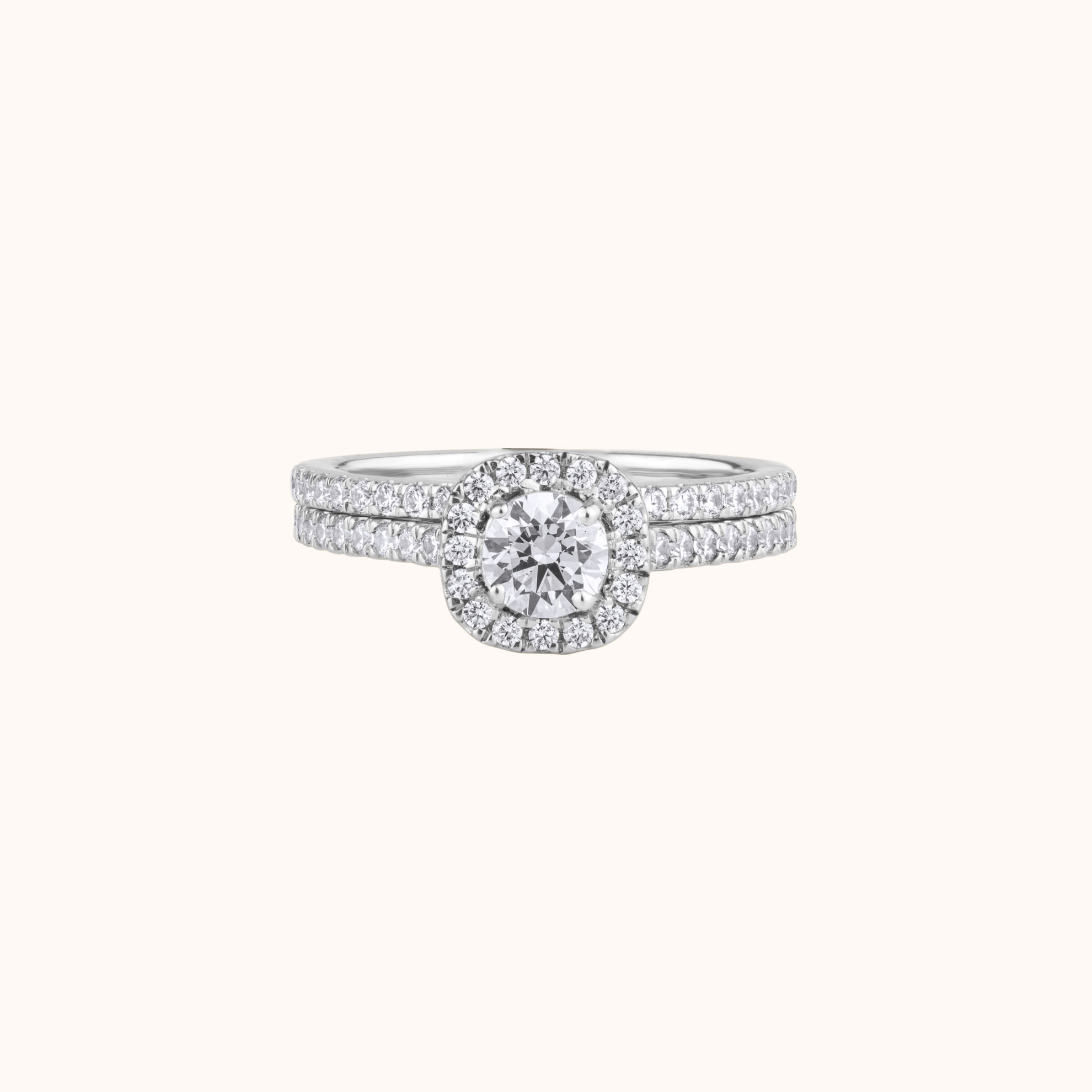Round Halo Setting Ring Set