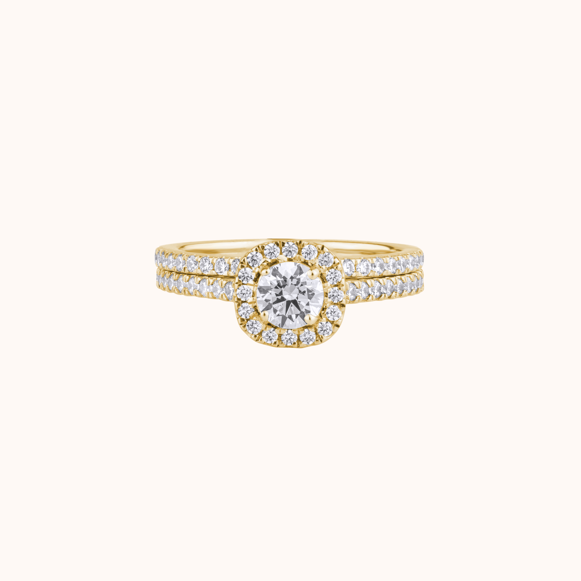 Round Halo Setting Ring Set