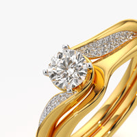 Bypass Solitaire and Curved Band Ring Set