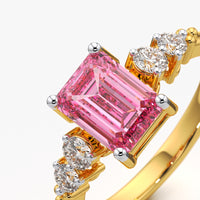 Pink Crush Emerald Cut Cluster Ring