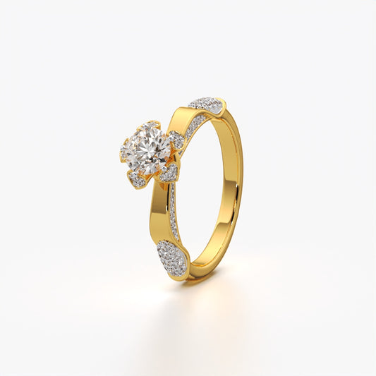 Unique Pavé Shoulder Solitaire Ring