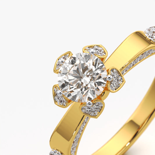 Petal Prong Round Solitaire Ring