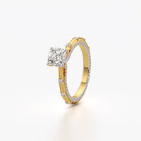 Gold vermeil ring with diamonds on a white background