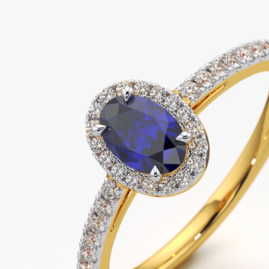 Sapphire Halo Pave Ring