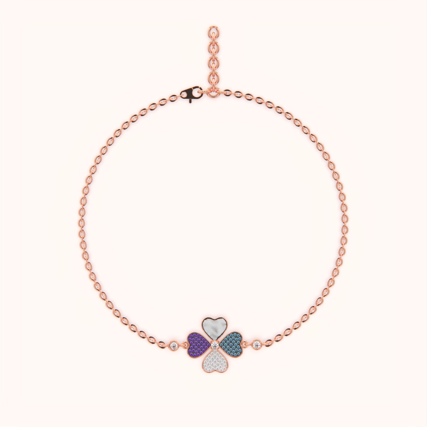 Colorful Clover Silver Bracelet