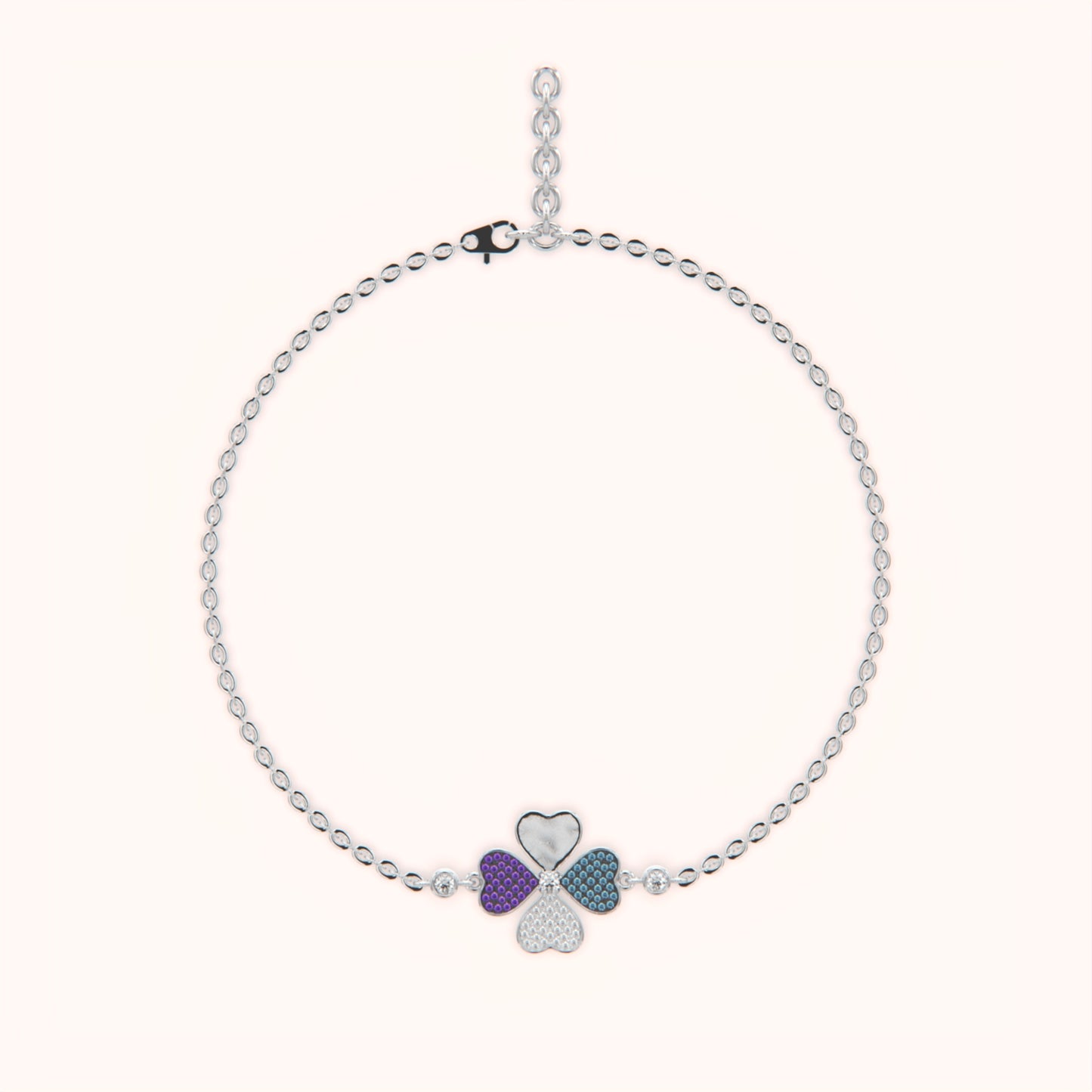 Colorful Clover Silver Bracelet