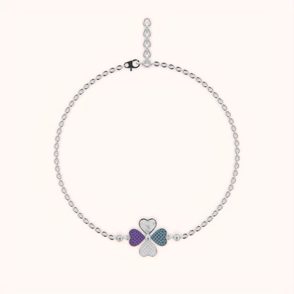 Colorful Clover Silver Bracelet