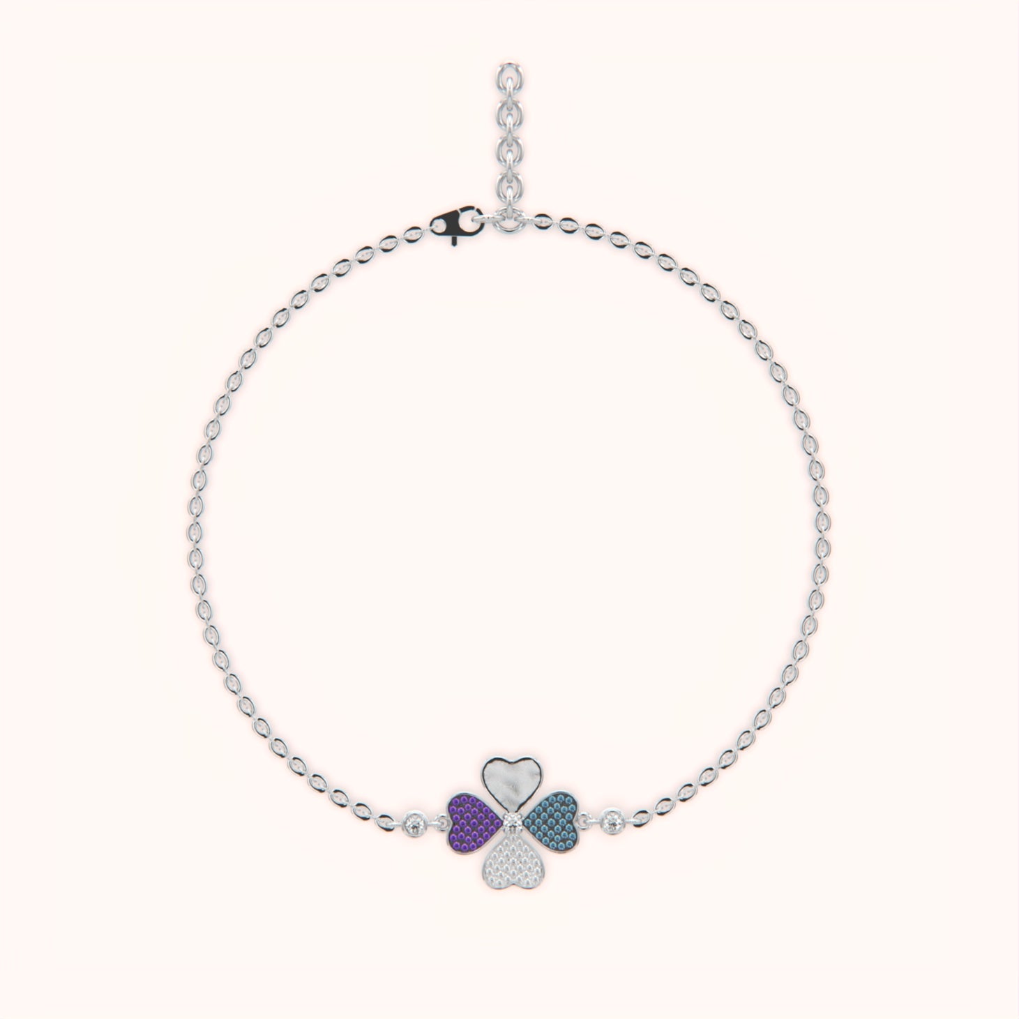 Colorful Clover Silver Bracelet