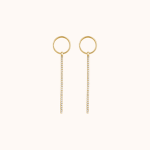 Chain Drop Earring with Circular Stud - KYMEE