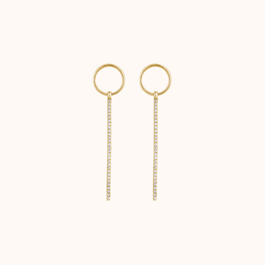 Chain Drop Earring with Circular Stud