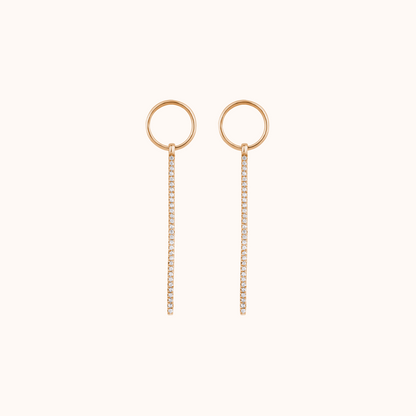 Chain Drop Earring with Circular Stud