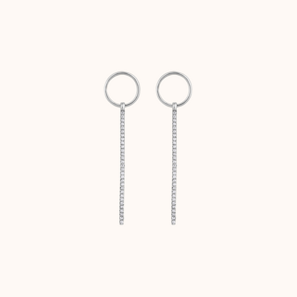 Chain Drop Earring with Circular Stud