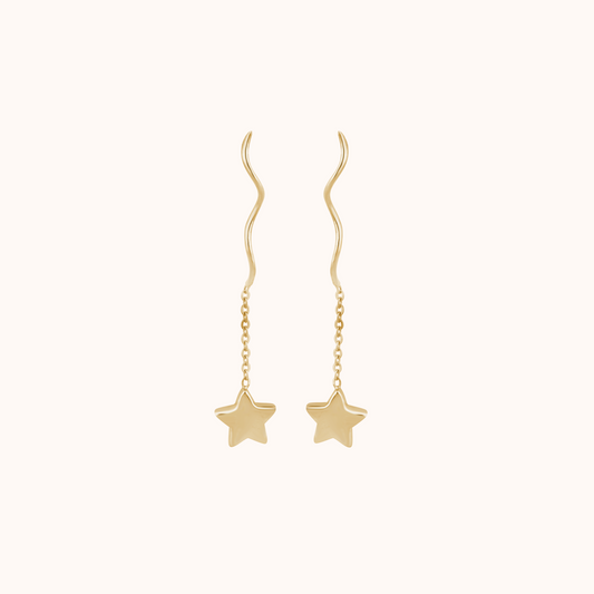 Silver Long Celestial Star Earring