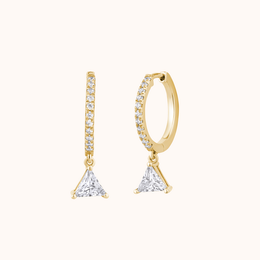 Triangle & Round Diamond Dangle Earring