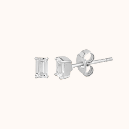Emerald-Cut Sparkle Stud