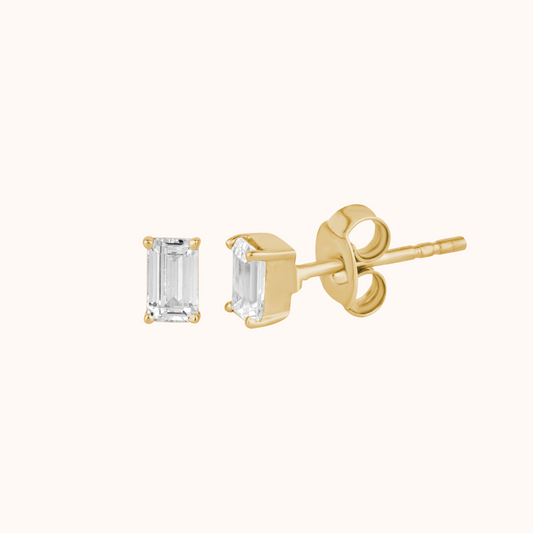 Emerald-Cut Sparkle Stud