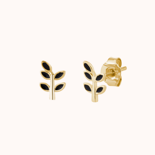 Leaf Style Enamel Stud