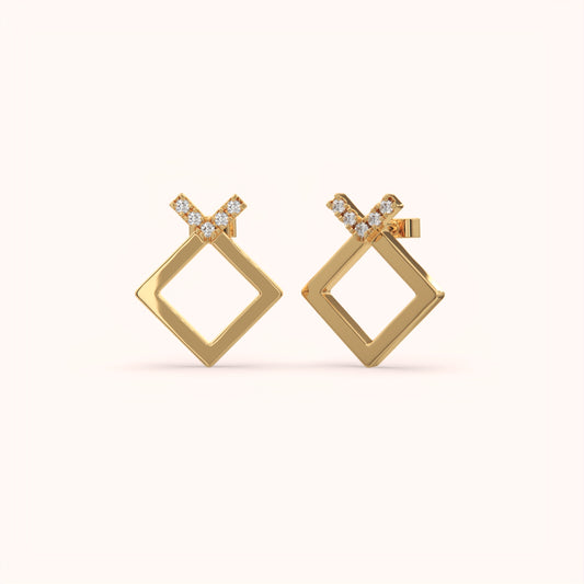 Diamond-Accented Square Earring