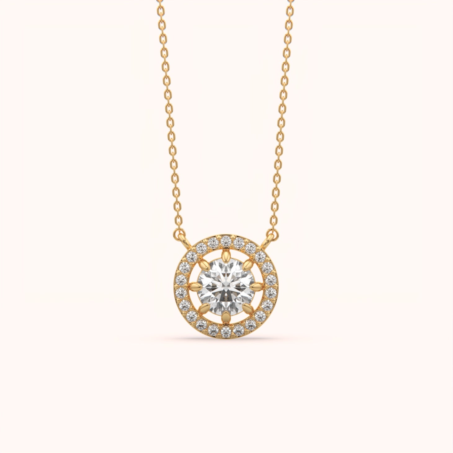 Round Cut Halo Necklace - KYMEE