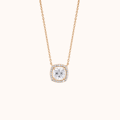 Halo Setting Silver Necklace