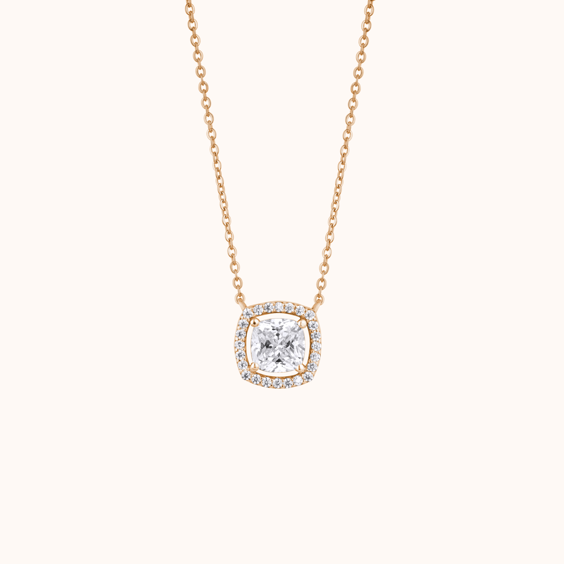 Halo Setting Silver Necklace