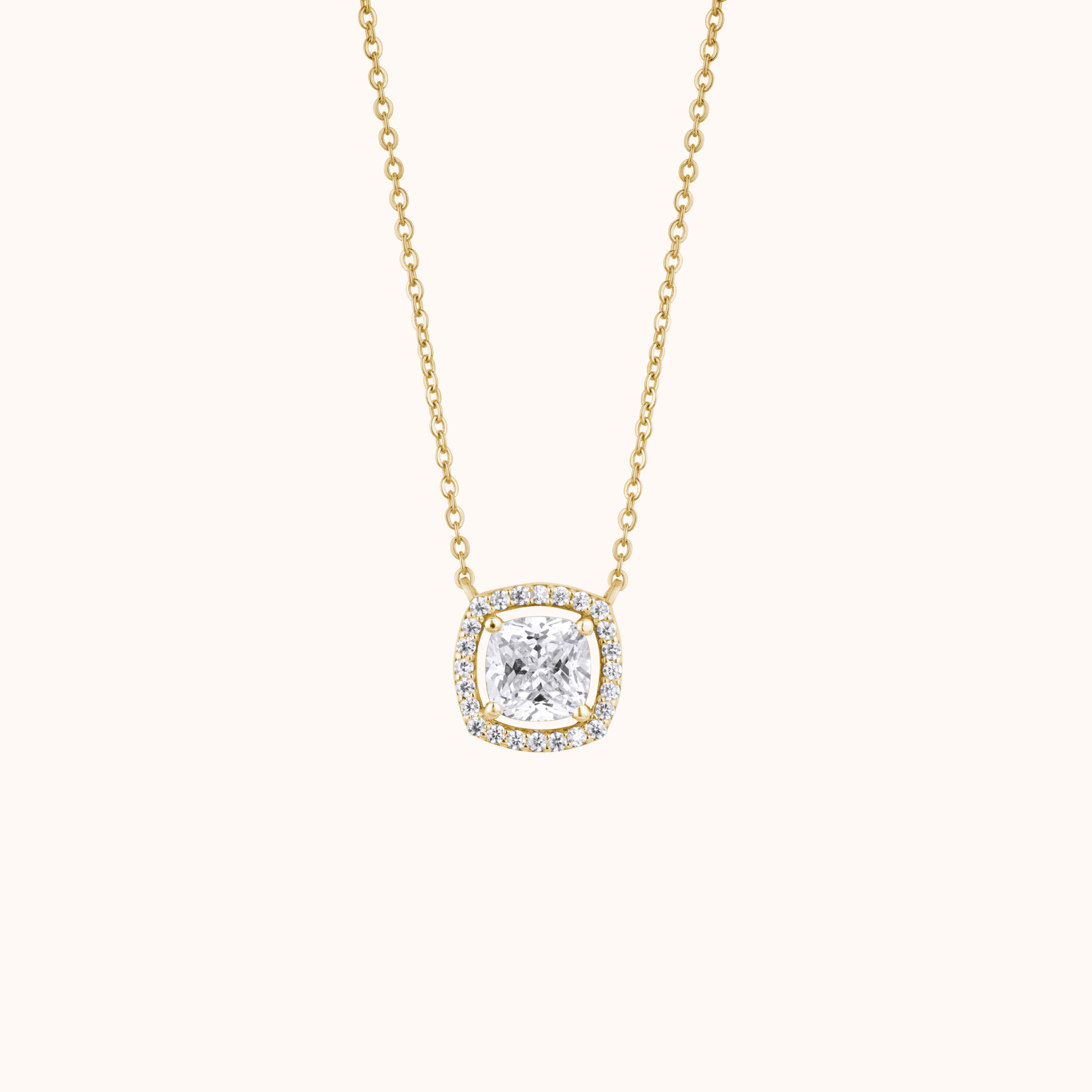Halo Setting Silver Necklace