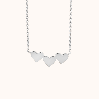Minimalist Triple Heart Charm Necklace