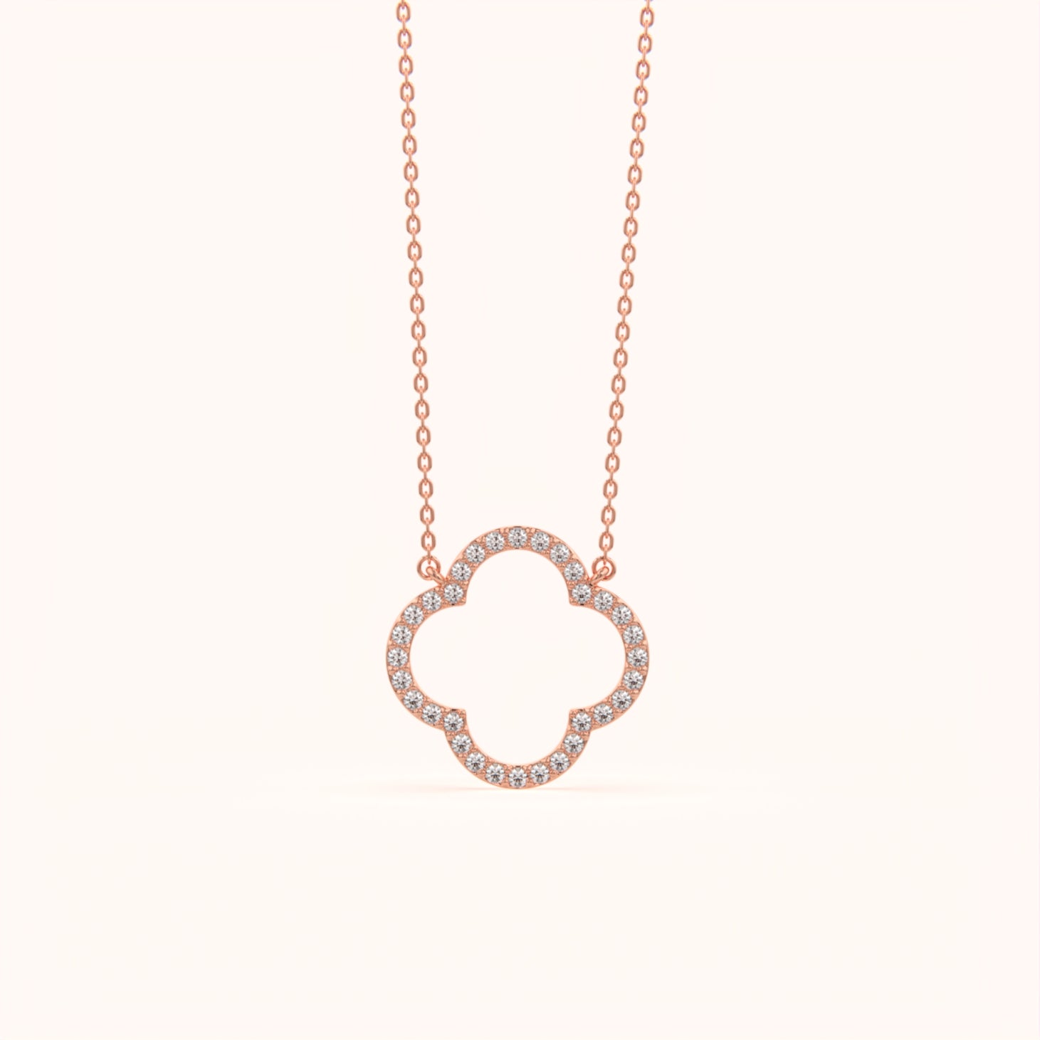 Round Diamond Clover Necklace