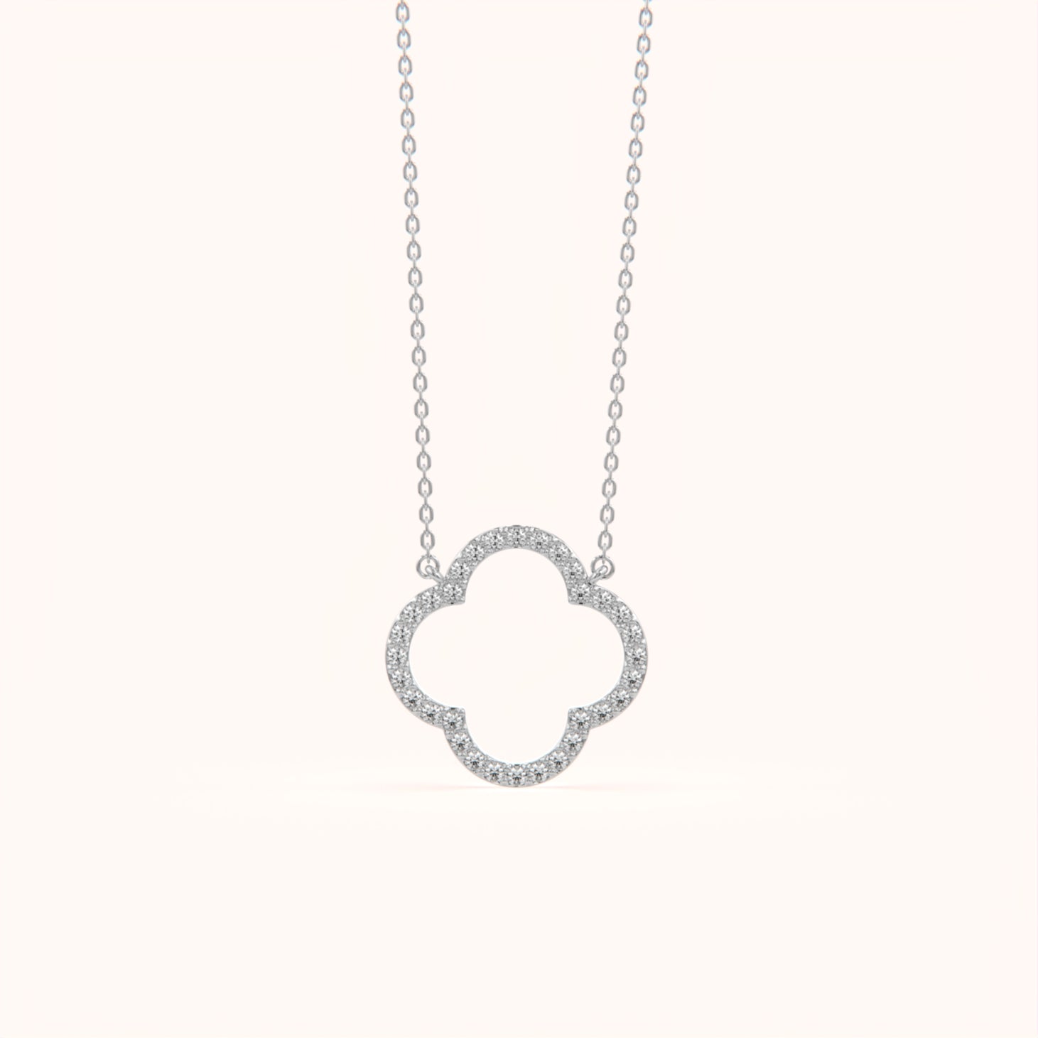 Round Diamond Clover Necklace
