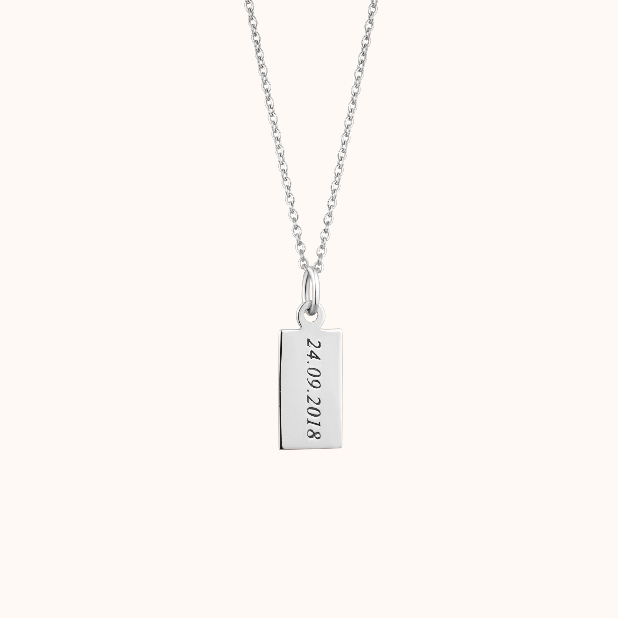 Date Print Silver Necklace