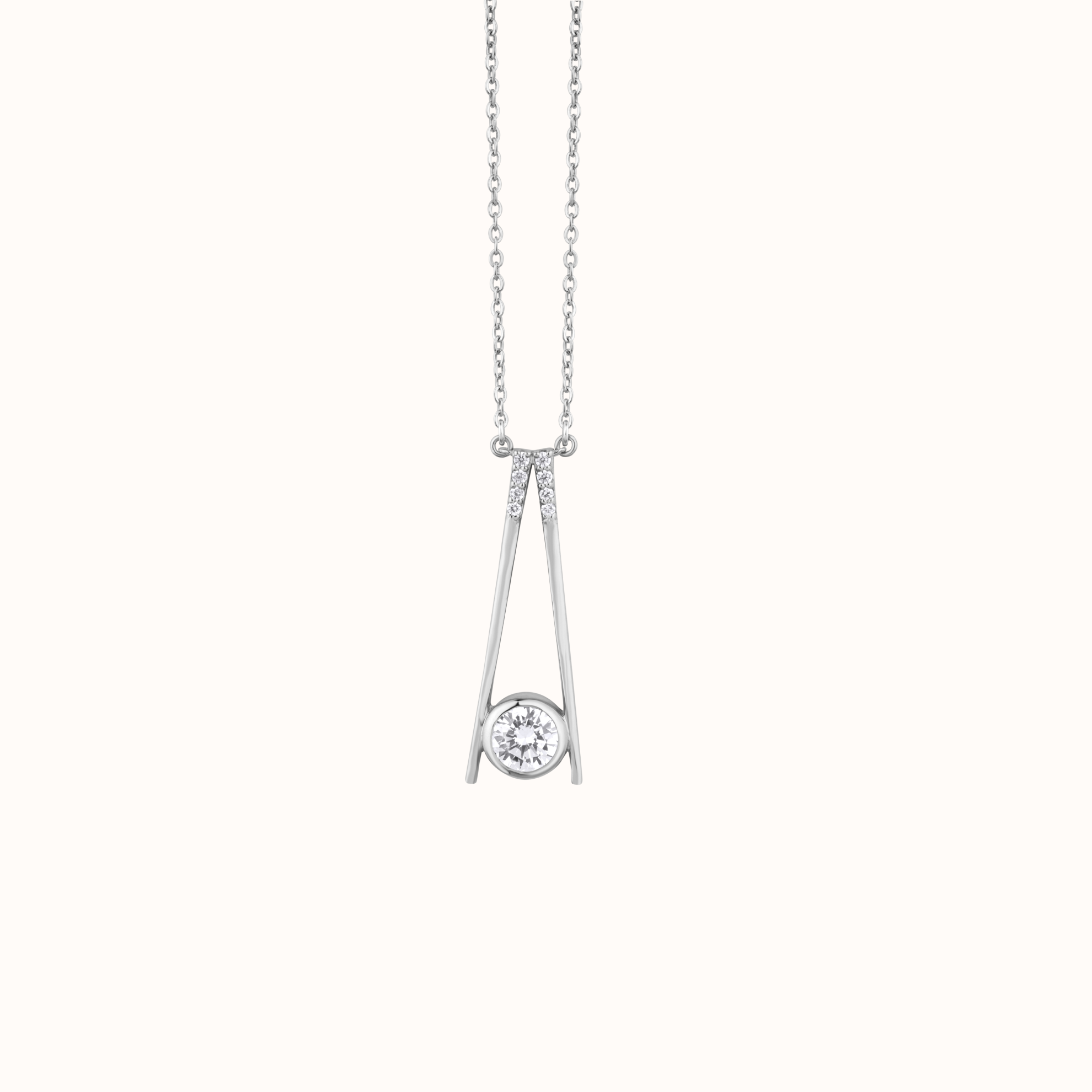 Silver Necklace with Brilliant Center Stone