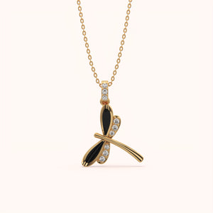 Enamel Winged Dragonfly Necklace - KYMEE