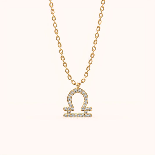 Diamond Libra Zodiac Necklace