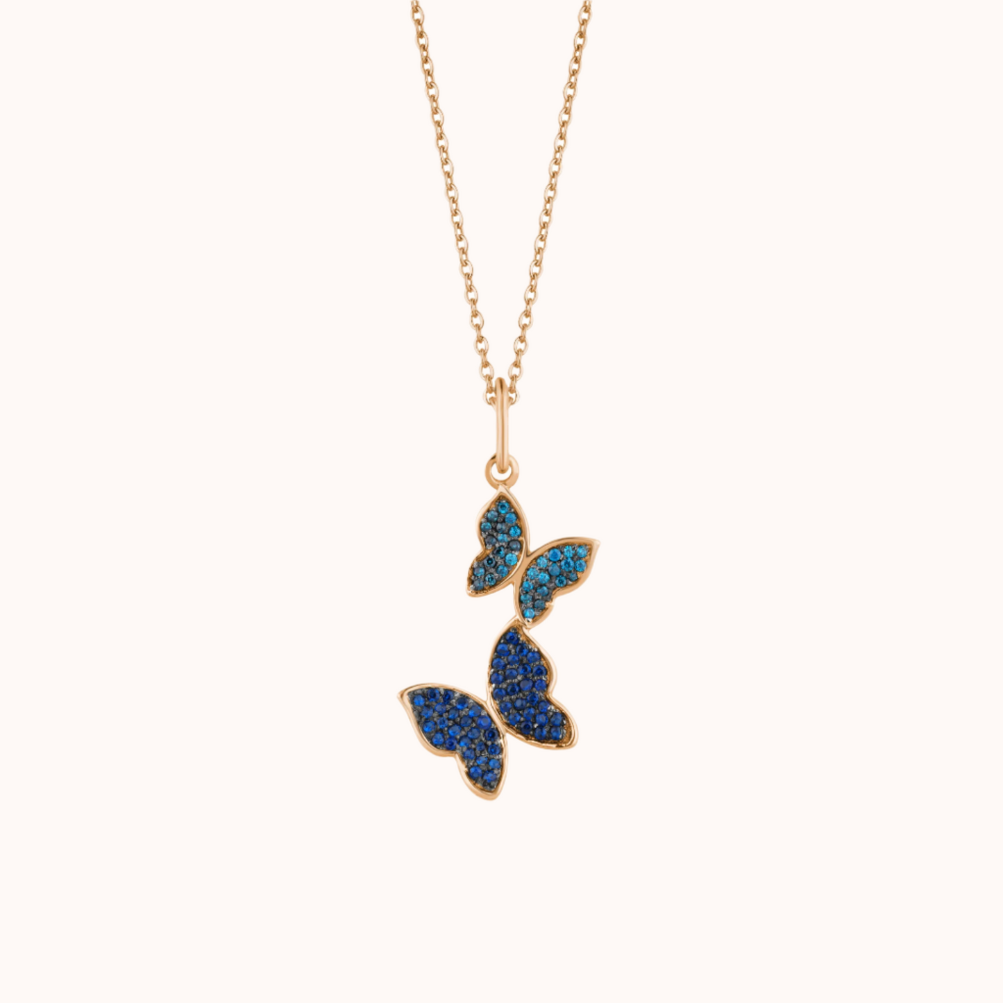 Color Diamond Set Butterfly Pendant