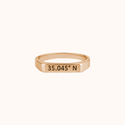 Custom Coordinates Silver Ring