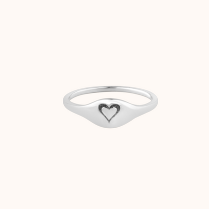 Heart Imprint Elegant Signet Ring