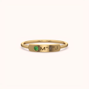 Custom Initials Ring with Heart Charm - KYMEE