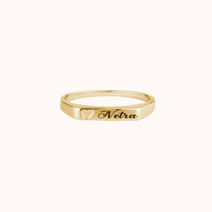 Elegant Heart Personalised Engraved Name Ring - KYMEE