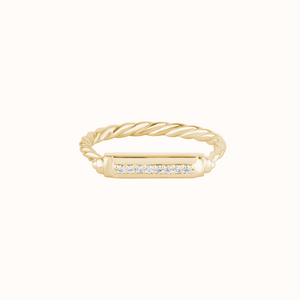 Rectangle Diamond Bar Ring - KYMEE
