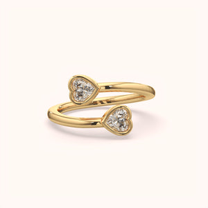 Double Heart Diamond Ring - KYMEE
