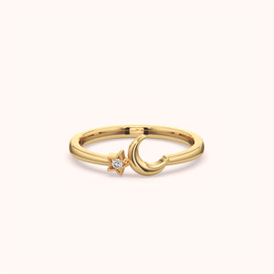 Moon and Star Sparkle Ring - KYMEE