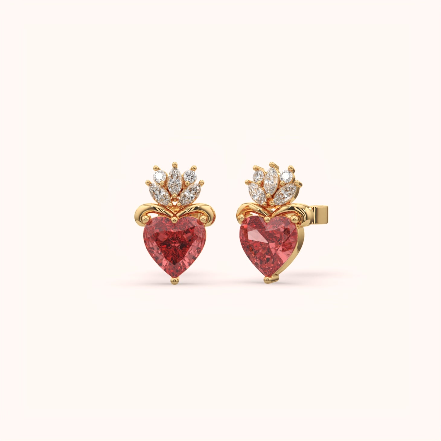 Crown Radiant Heart Earrings