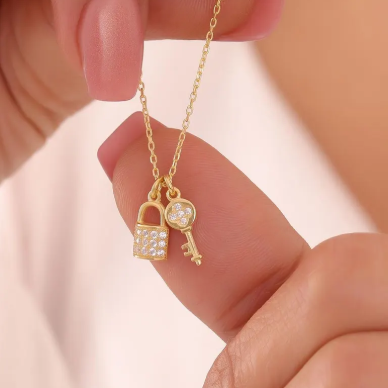 Pave Padlock Pendant Necklace