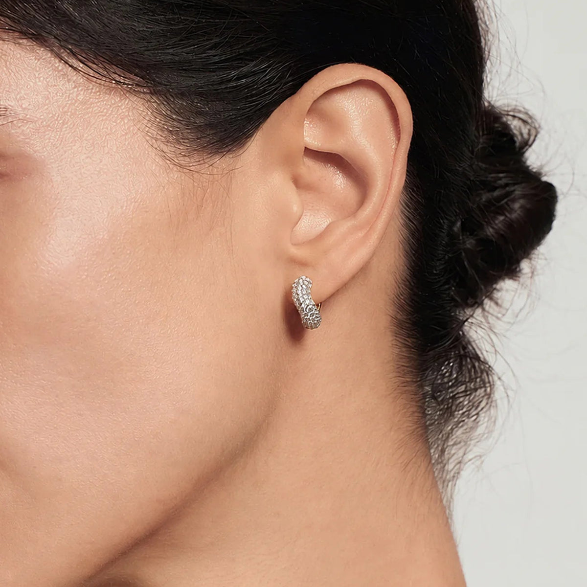 Sculpted Chunky Pave Huggie Hoops