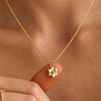 Fluted Blossom Flower Pendant Necklace