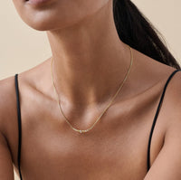 Bezel and Bead Smile Bar Necklace