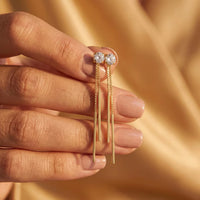 Solitaire Stud Threader Bar Drop Earrings